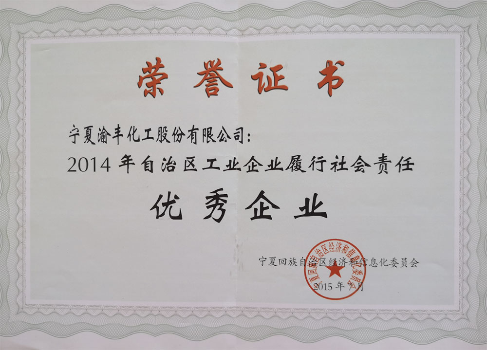 優(yōu)秀企業(yè)證書（2015）